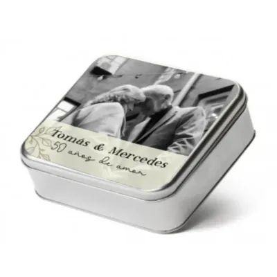 Lata cuadrada con foto impresión