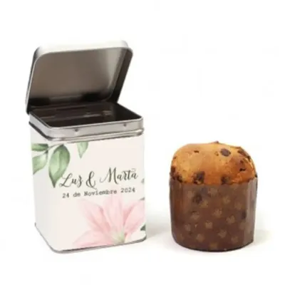Panettonne en caja personalizada detalles de boda