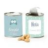 Frutos secos en latita personalizada para detalle bautizo