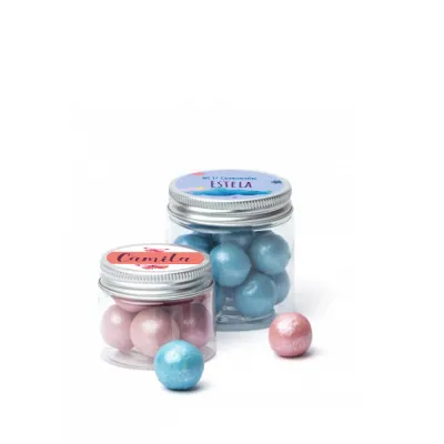 Perlas crujientes chocolate Bote Personalizado para Comunión