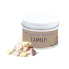 Caramelos de Fruta en Lata Blanca Personalizada para Comunión