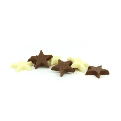 Latita Cuadrada con Estrellas de Chocolate con Leche para el Día de la Mujer 8M contenido chocolate mix