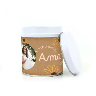 Cultivo en Lata blanca Personalizada para Comunión