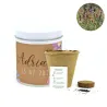 Cultivo de Mix de Flores en Lata Blanca Personalizada para Detalles de Comunión