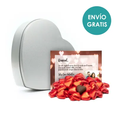Lata con Forma de Corazón con Tarjeta Personalizada (500 gr) envío gratis