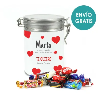Lata Clip Personalizada con Bombones para San Valentin envío gratis