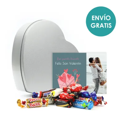 Lata Corazón con Bombones y Tarjeta envío gratis