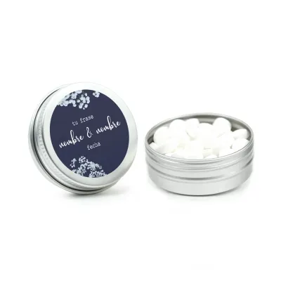 Mini Mentas en Latita Metálica para Boda dos abierta