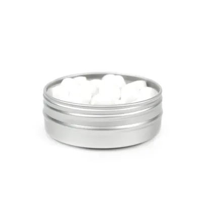 Mini Mentas en Latita Metálica para Bautizo una abierta