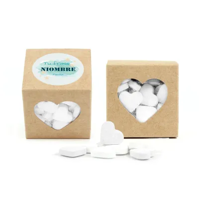 CCCARAMELOS15g-BA+COME-KRA Caramelos en Cajita Cubo Personalizada para Bautizo
