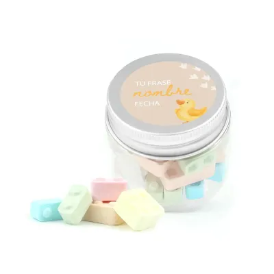 Bloques de Caramelo Candy Blox en Bote Personalizado para Bautizo un bote Bloques de Caramelo Candy Blox en Bote Personalizado para Bautizo un bote