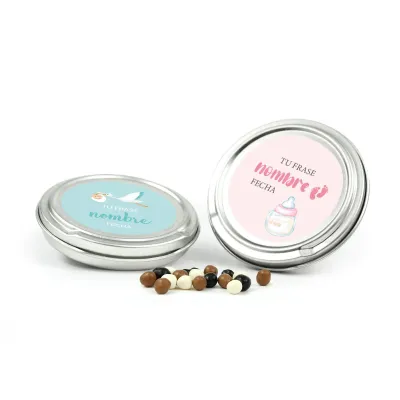 Caviar de Chocolate en Latita Personalizada para Bautizo