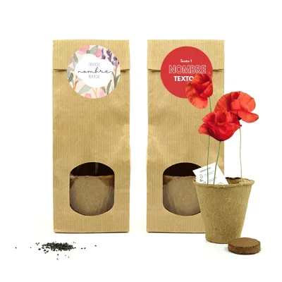 Set de Cultivo en Bolsita Kraft Personalizada para Fiestas amapola