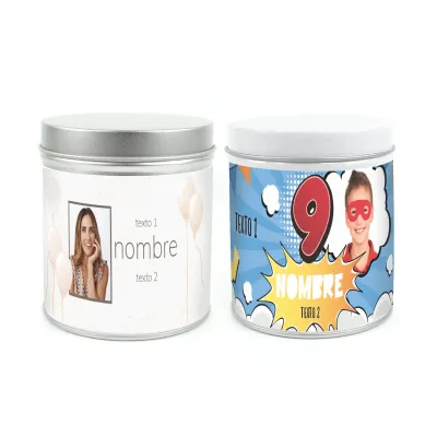 Flor No Me Olvides en Lata Personalizada para Cumpleaños frontal