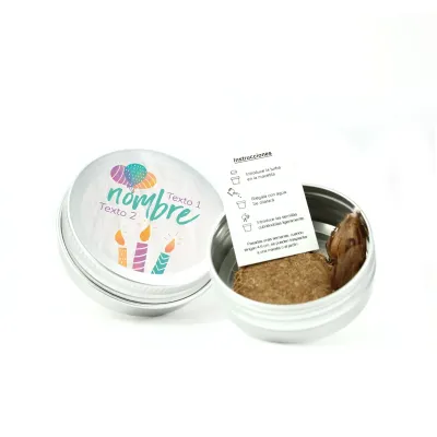 Semillas en Lata de Aluminio Personalizada para Cumpleaños trebol dos abiertas Semillas en Lata de Aluminio Personalizada para Cumpleaños trebol dos abiertas