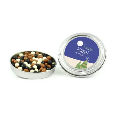 Caviar de Chocolate en Latita Personalizada para Navidad abierta