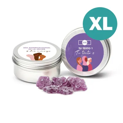Violetas en Latita XL Personalizada para el Día de la Mujer 8M