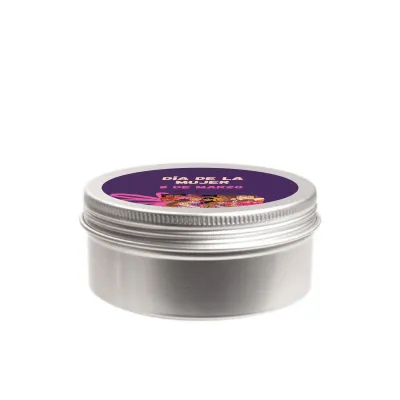 Violetas en Latita XL Personalizada para el Día de la Mujer 8M frontal