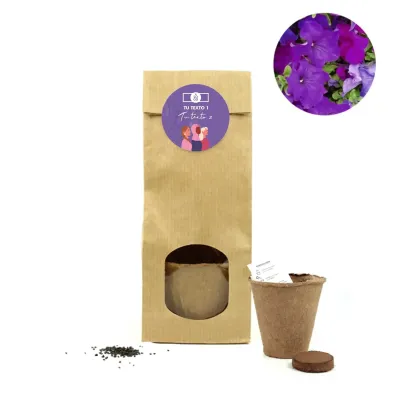 Set de Cultivo Petunias en Bolsita Kraft para el Día de la Mujer 8M kraft natural