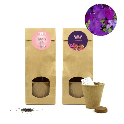 Set de Cultivo Petunias en Bolsita Kraft para el Día de la Mujer 8M