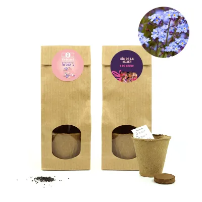 Set de Cultivo No Me Olvides en Bolsita Kraft para el Día de la Mujer 8M