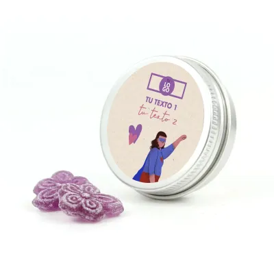 Violetas en Latita Personalizada para el Día de la Mujer 8M frontal