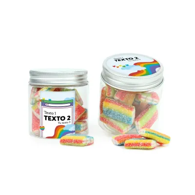 Bote PET Alto con Gominolas Arcoíris para el Día del Orgullo diseño 4