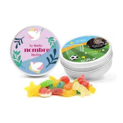 Mix Gominolas en Latita de Aluminio Personalizada para Comunión