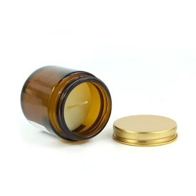 Vela Aromática Madera Ámbar Personalizada para Detalle de Bautizo tumbado