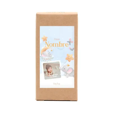 Kit Herramientas de Bambú en Cajita Kraft Personalizada para Bautizo frontal