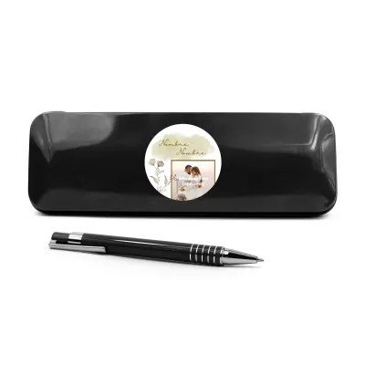 Set de Escritura en Latita Personalizada para Boda negro frontal