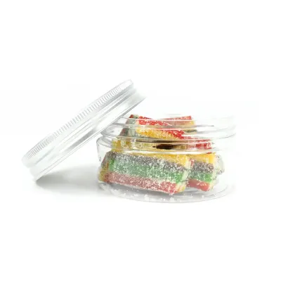 Bote Plano con Gominolas Arcoíris para Boda abierto