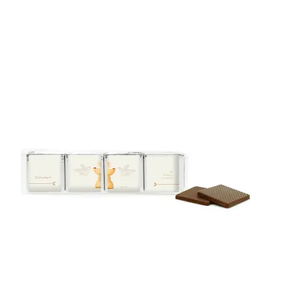 Napolitanas de Chocolate con Envoltorio Personalizado en Bolsita de Celofán para Comunión frontal