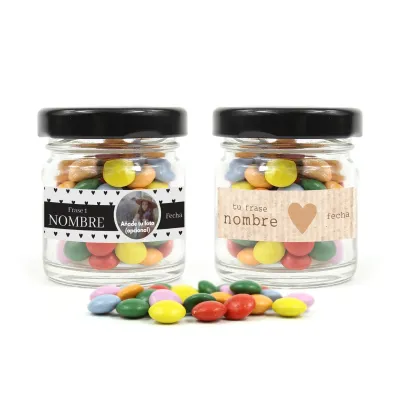 Mini Chocolates en Botecito de Cristal para Comunión negro frontal