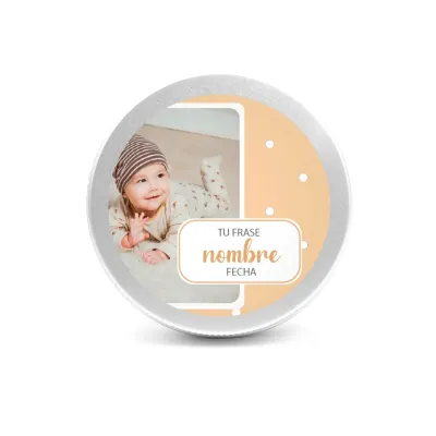 Latita con Tapa de Rosca con Caramelos para Bautizo frontal