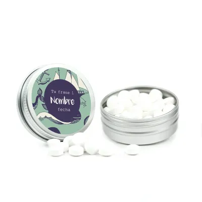 Mini Mentas en Latita Metálica para Comunión frontal