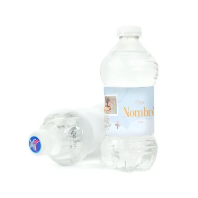 Botella de Agua 33 cl Personalizada para Bautizo tumbada