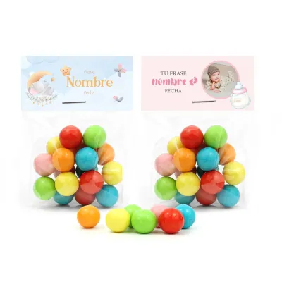 Bolas de Chicle en Bolsita Personalizada para Baby Shower