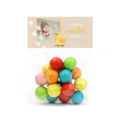 Bolas de Chicle en Bolsita Personalizada para Baby Shower frontal