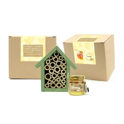 Cajita para el Cuidado de las Abejas Personalizada con Tarrito de Miel