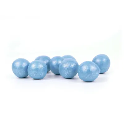 Chocoperlas en Latita Cuadrada para Detalle de Bautizo azul