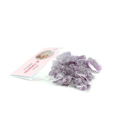 Caramelos Violetas en Bolsita Personalizada Baby Shower tumbada Caramelos Violetas en Bolsita Personalizada Baby Shower tumbada