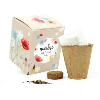 Kit de Cultivo Mix de Flores en Cajita Personalizada para Comunión