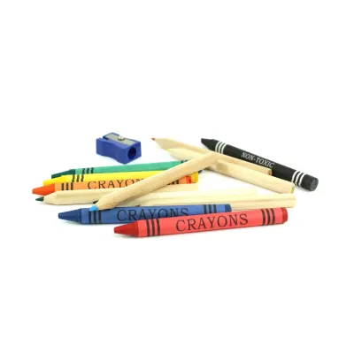 Coloretes en Bote Personalizado Kraft para Eventos Escolares contenido