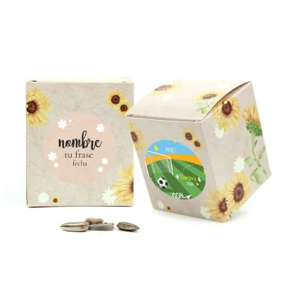 Kit de Cultivo Girasoles en Cajita Decorada y Personalizada para Comunión frontal