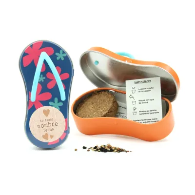 Mini Chancla con Kit de Flores para Detalle de Comunión