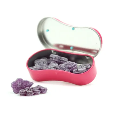 Mini Chancla Metálica con Violetas para Detalle de Comunión abierta