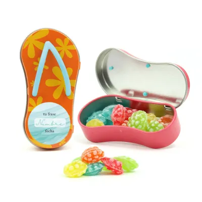 Mini Chancla Metálica con Caramelos para Detalle de Comunión