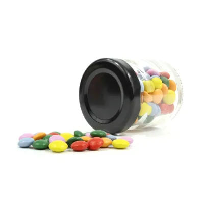 Mini Chocolates en Botecito de Cristal para Boda negro tumbado