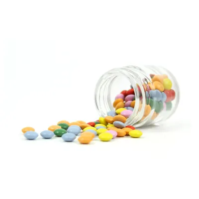 Mini Chocolates en Botecito de Cristal para Bautizo tumbada Mini Chocolates en Botecito de Cristal para Bautizo tumbada